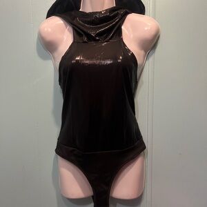 SHEIN Icon Shiny Black Bodysuit